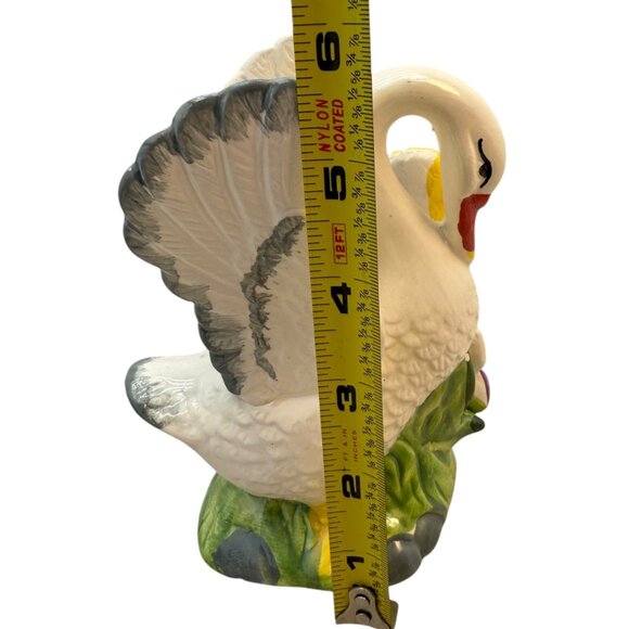 Ceramic Swan Taper Candle Holder Figurine Sunflower Hand Painted Spring Summer - Picture 2 of 9